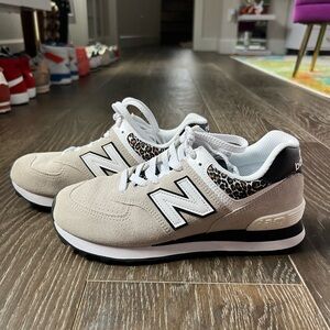 Tan suede and Cheetah New Balance